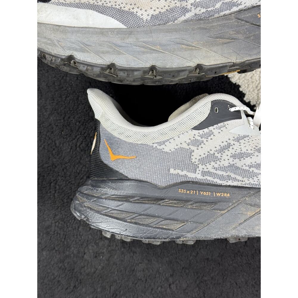 Hoka Speedgoat 5 Trail Running Shoes Grey Orange Vibram Mens Size 12D - Picture 9 of 15